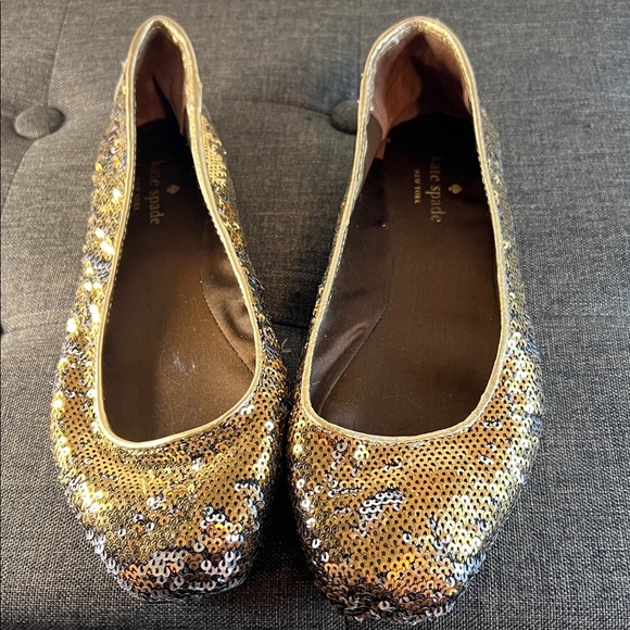 Kate Spade Glittering Gold and Silver sequence  Flats beautiful condition - Picture 4 of 5